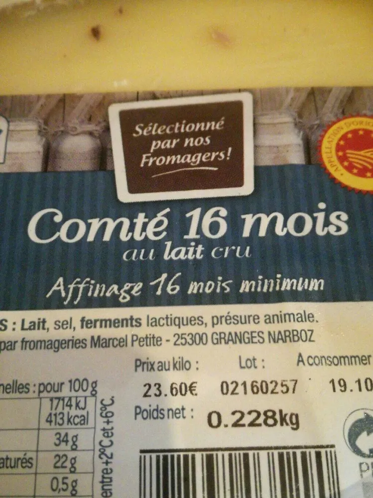 Comté 16 mois au lait cru