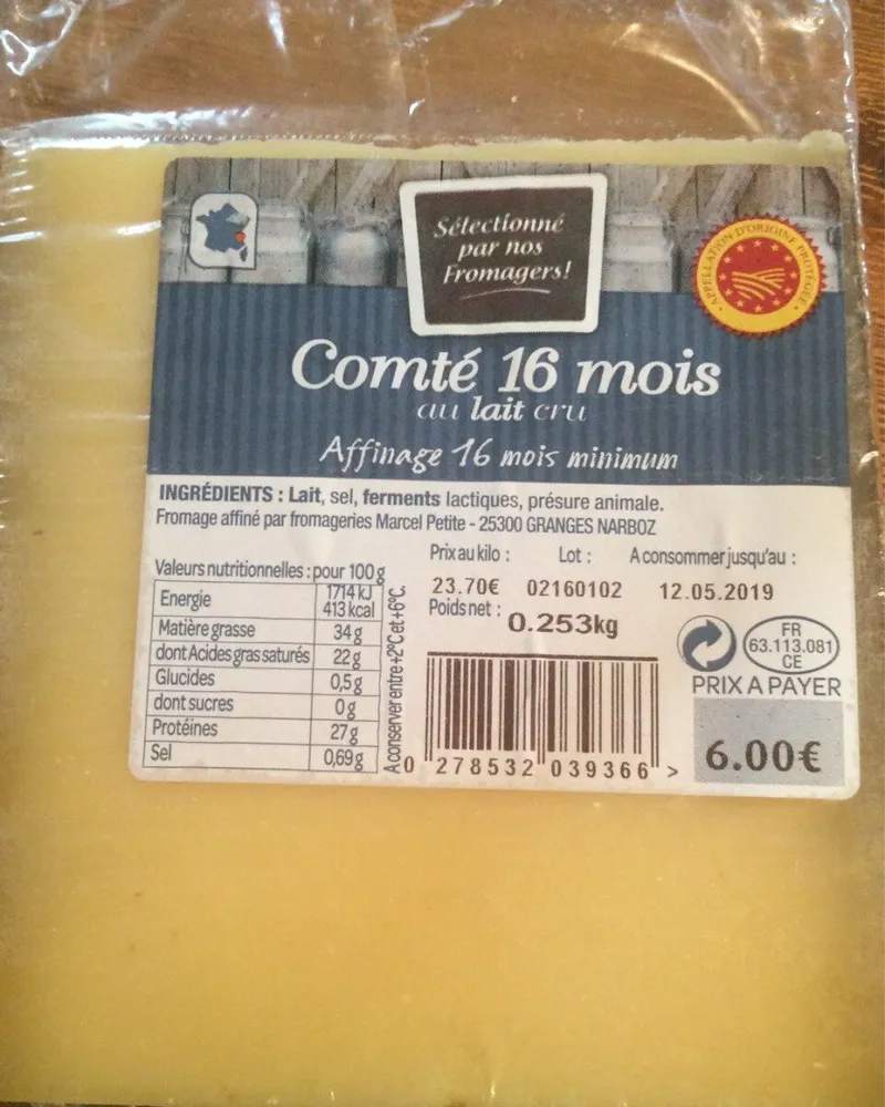 Comté 16 mois au lait cru