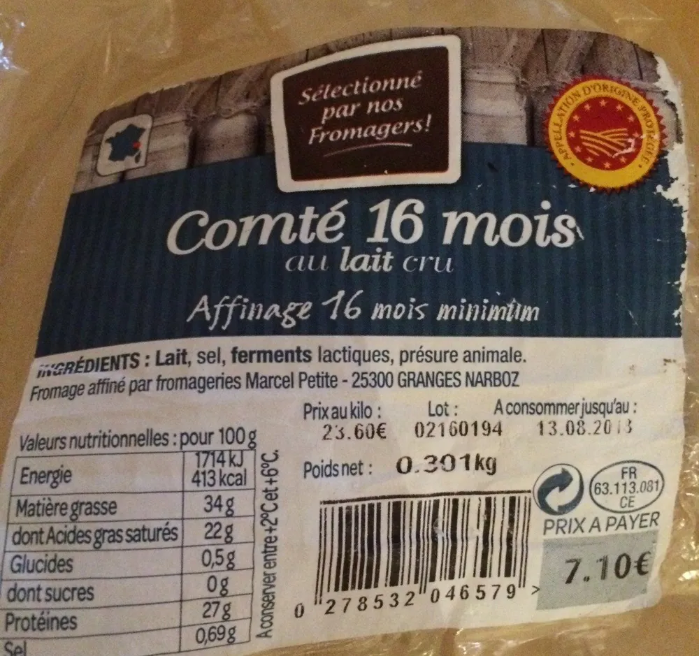Comte 16 mois lait cru