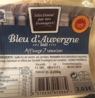 Bleu d'auvergne au lait cru