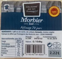 Morbier au lait cru affinage 70 jours