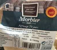 Morbier au lait cru affinage 70 jours