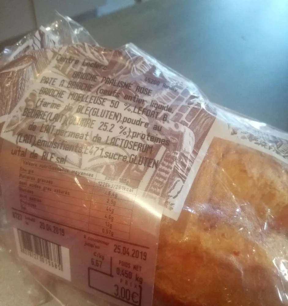 Brioche pralines roses Leclerc