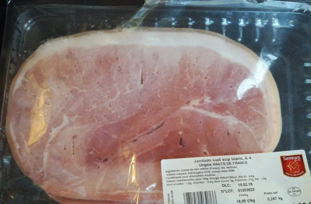 Jambon cuit supérieur blanc