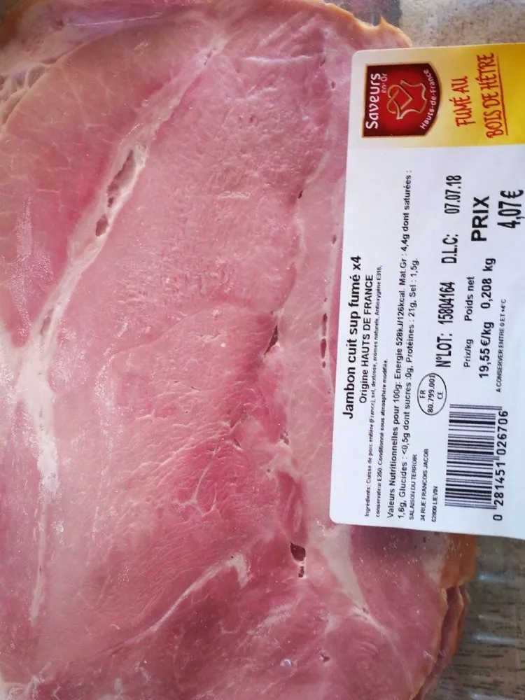 Jambon cuit supérieur fumé x 4
