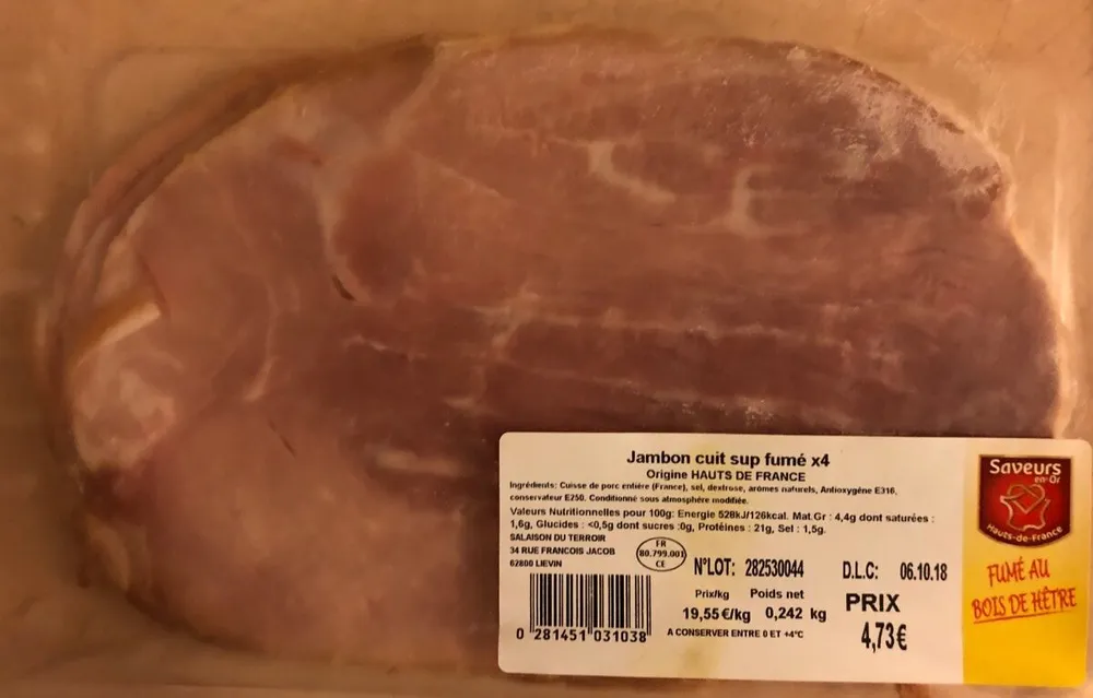 Jambon cuit sup fumé x4