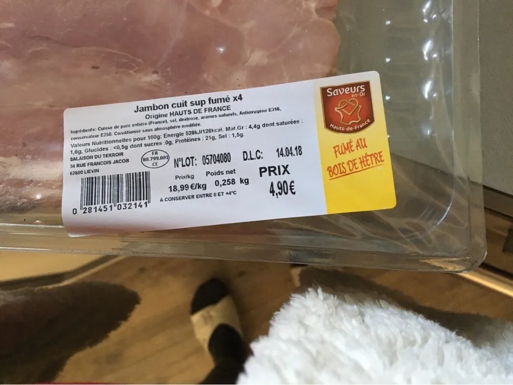 Jambon cuit fumé