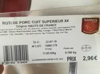 Roti de porc cuit supérieur