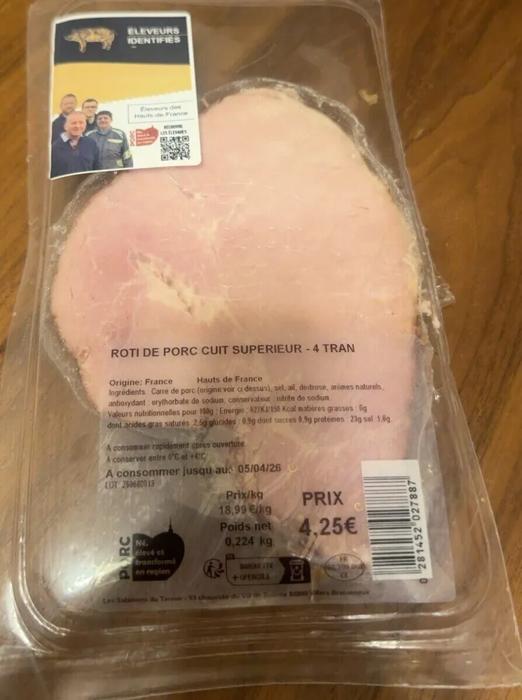 Roti de porc cuit supérieur