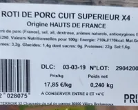 Rôti de porc cuit supérieur