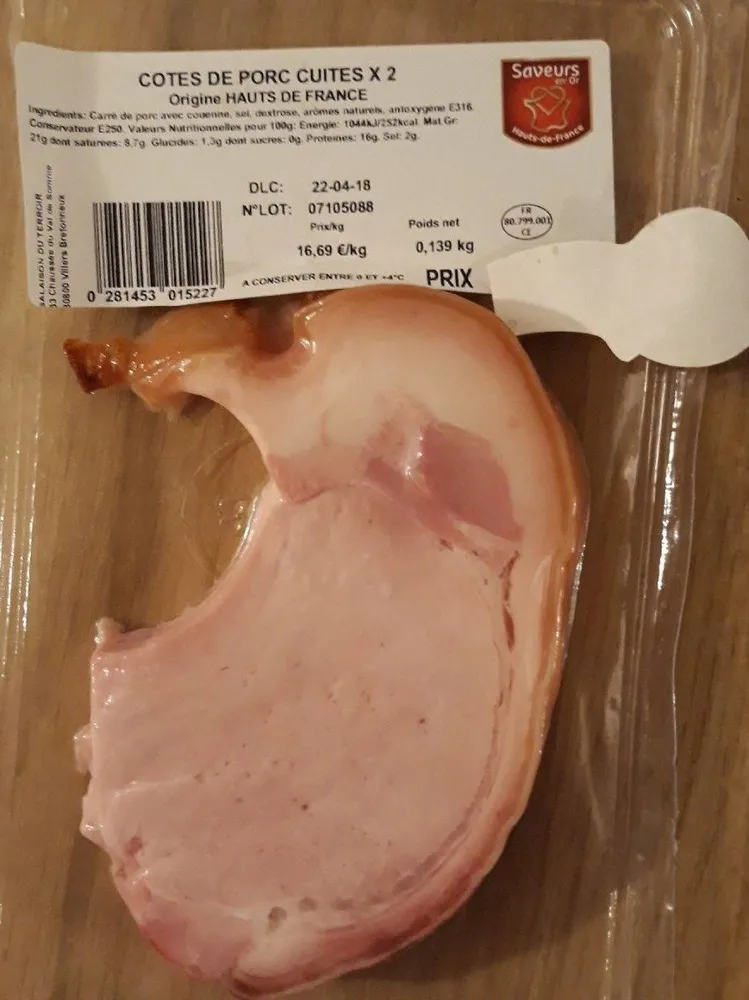 Cotes de porc cuites