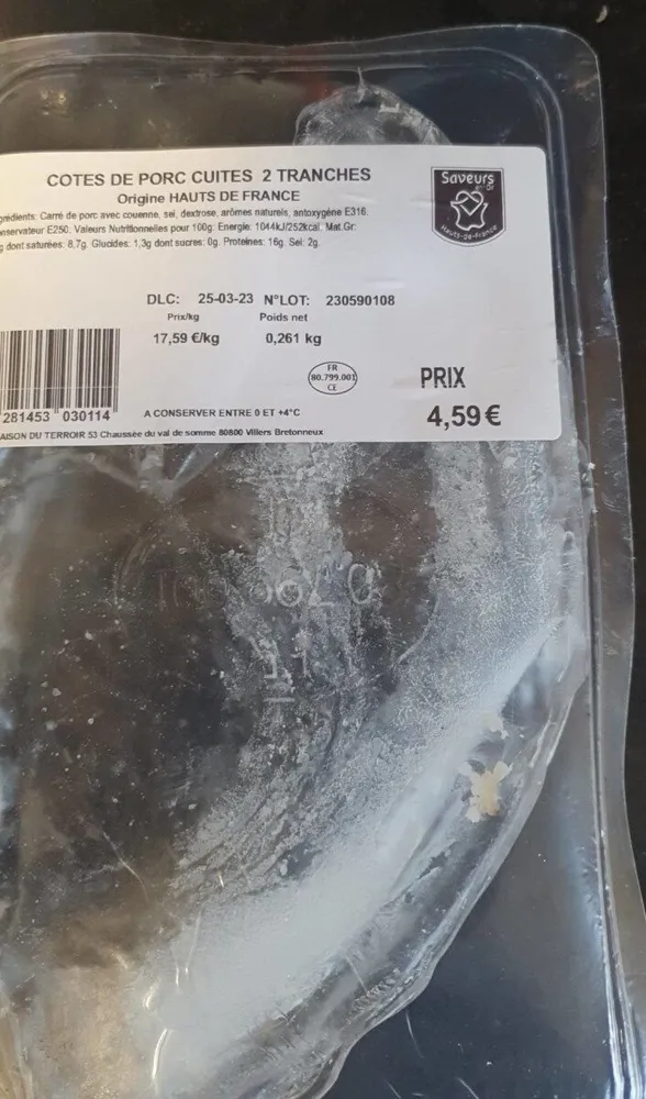 Côtés de porc cuits