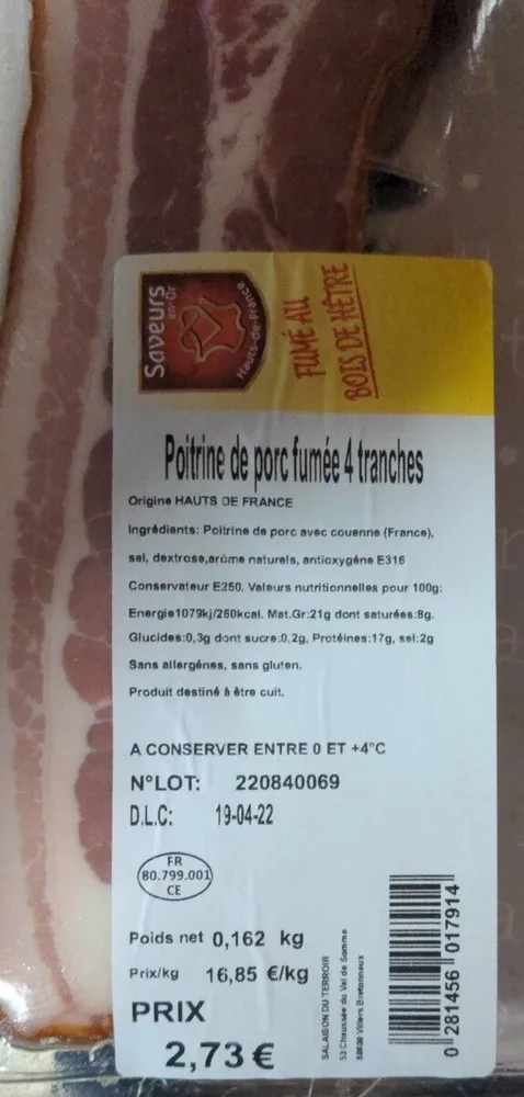 Poitrine de porc fumée