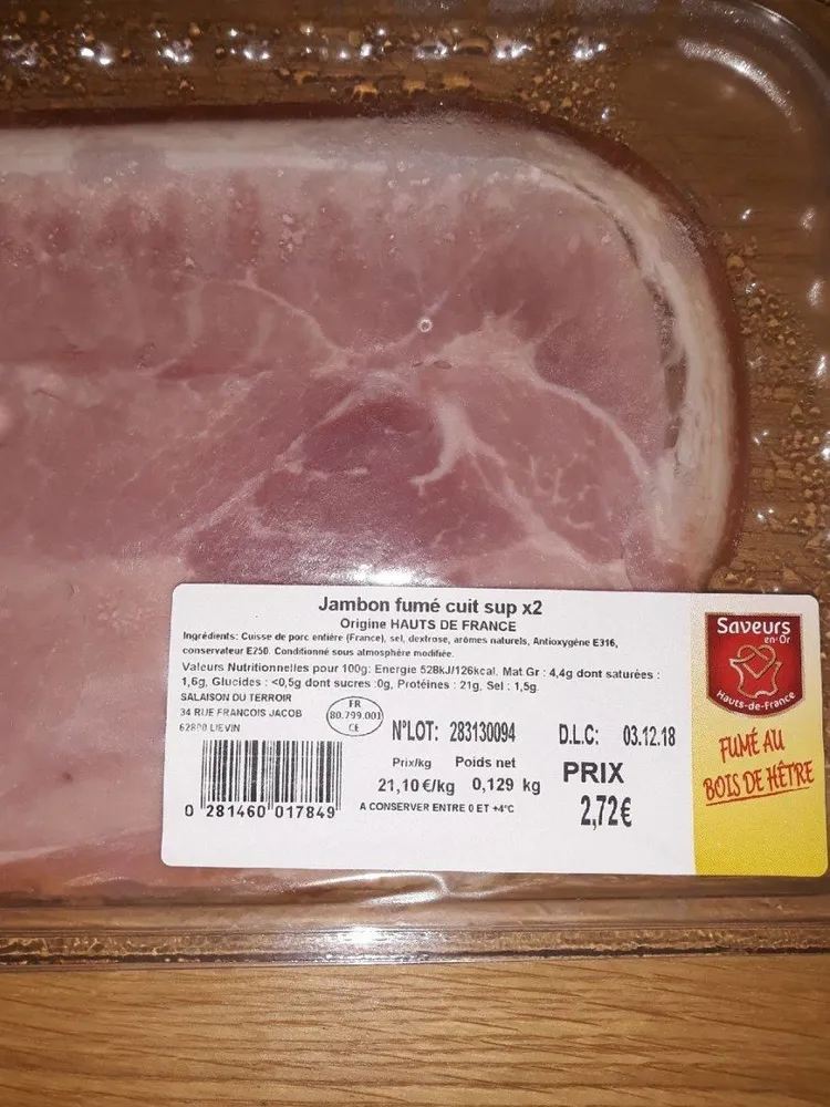 Jambon fumé cuit sup