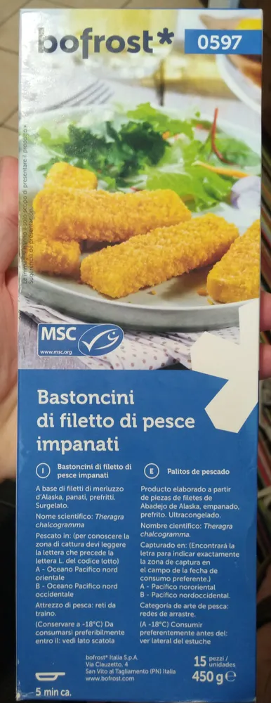 Bastoncini di filetto di pesce impanati