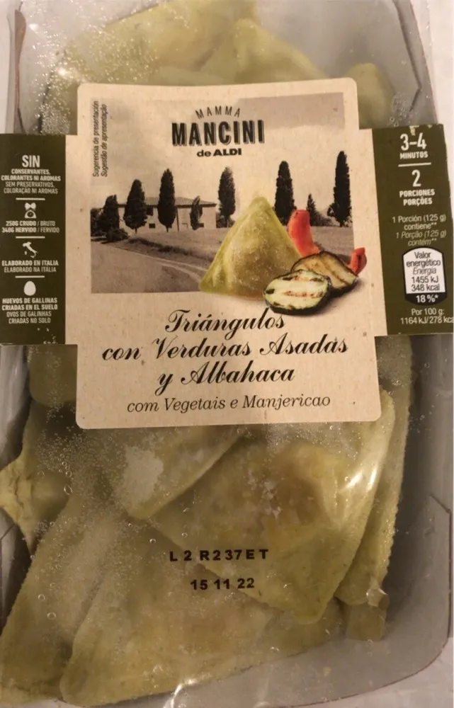 Triangulos con verduras asadas