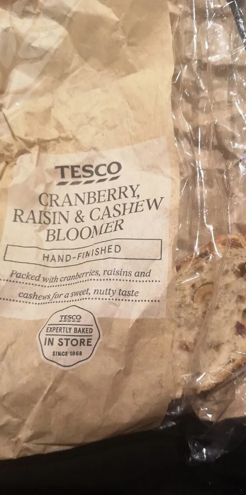 Cranberry raisin and cashew bloomer