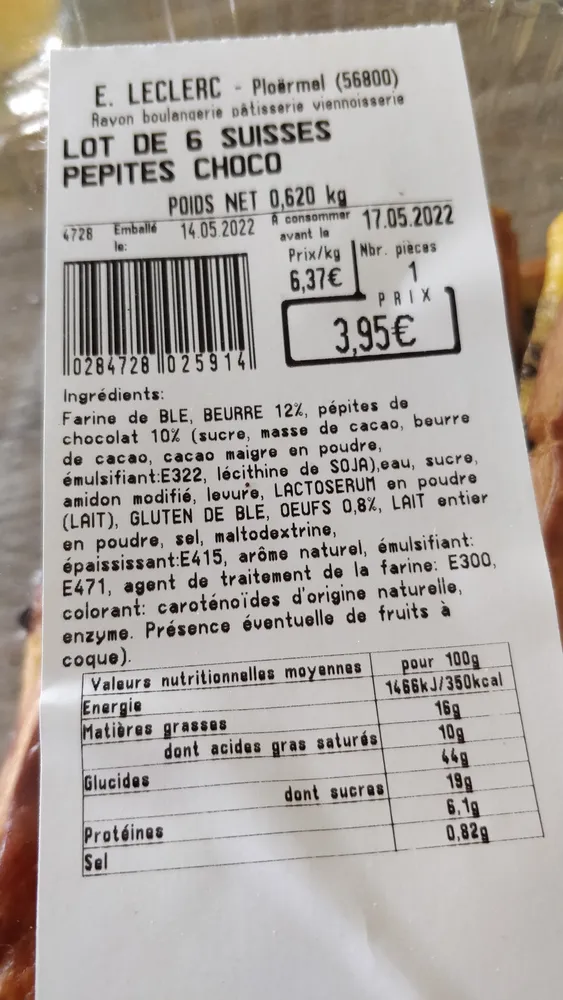 Suisses pépites chocolat