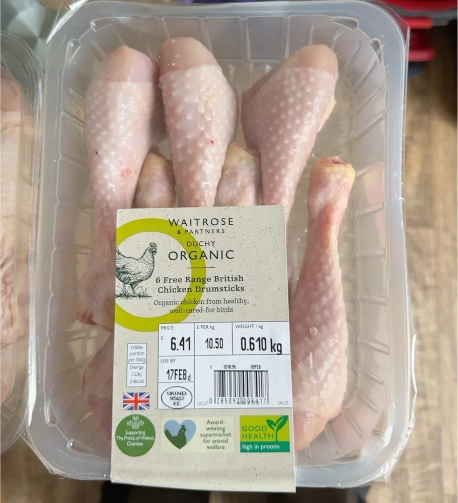 6 free range british chicken drumsticks