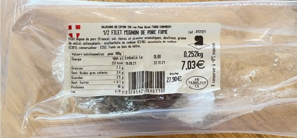 1/2 Filet mignon de porc fumé