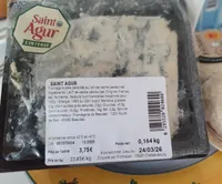 Fromage persillé au lait de vache pasteurisé.  Marque Saint Agur