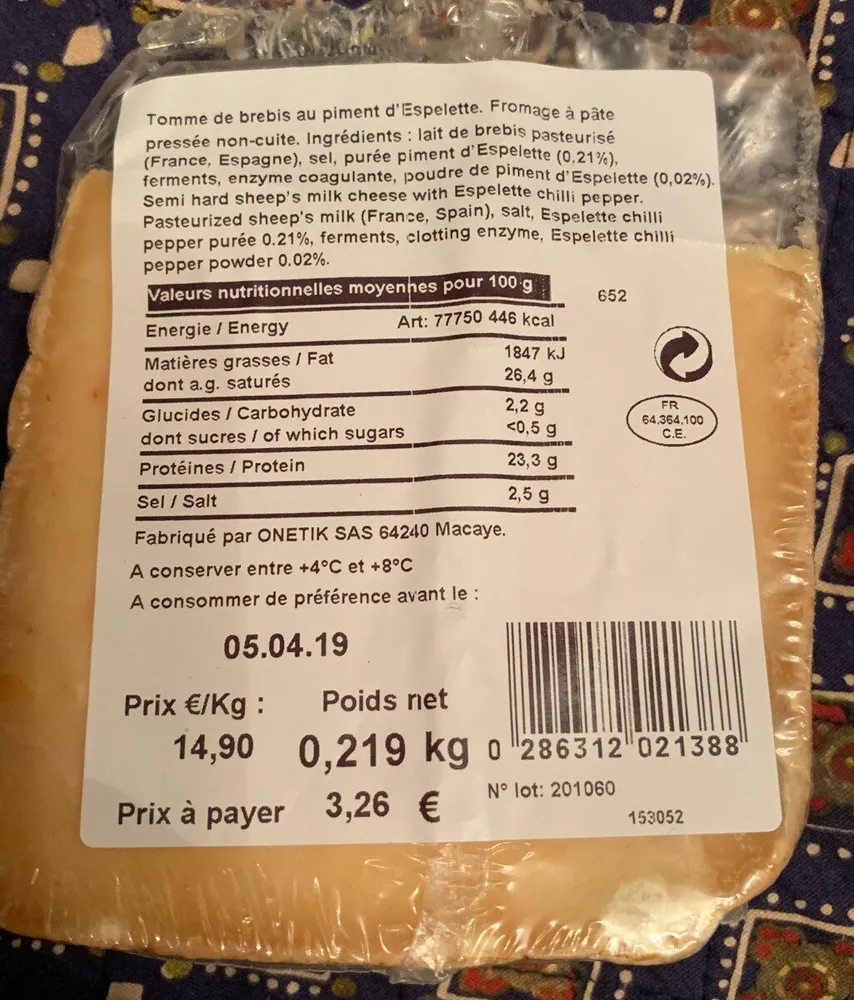 Pur brebis au Piment d'Espelette