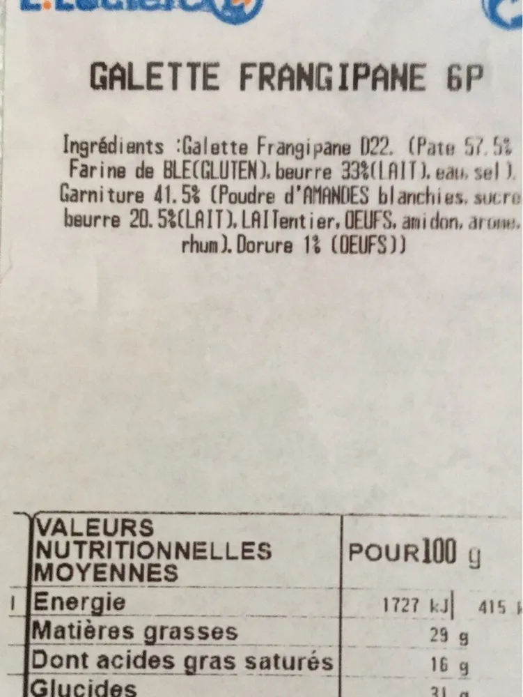 Galette frangipanne