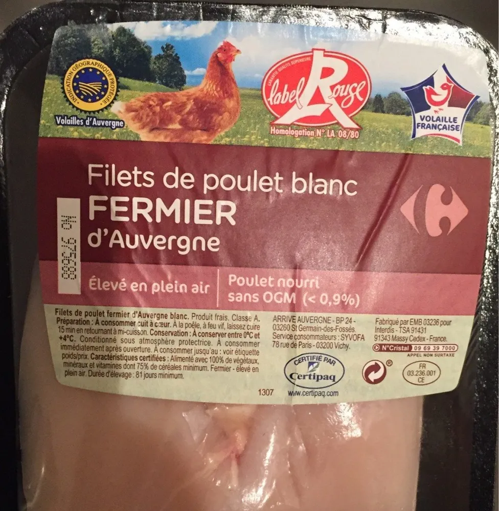 Filets de poulet blanc Fermier d’Auvergne