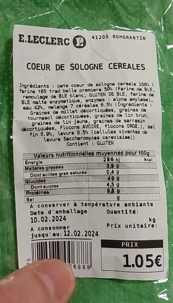 Coeur de Sologne cereales