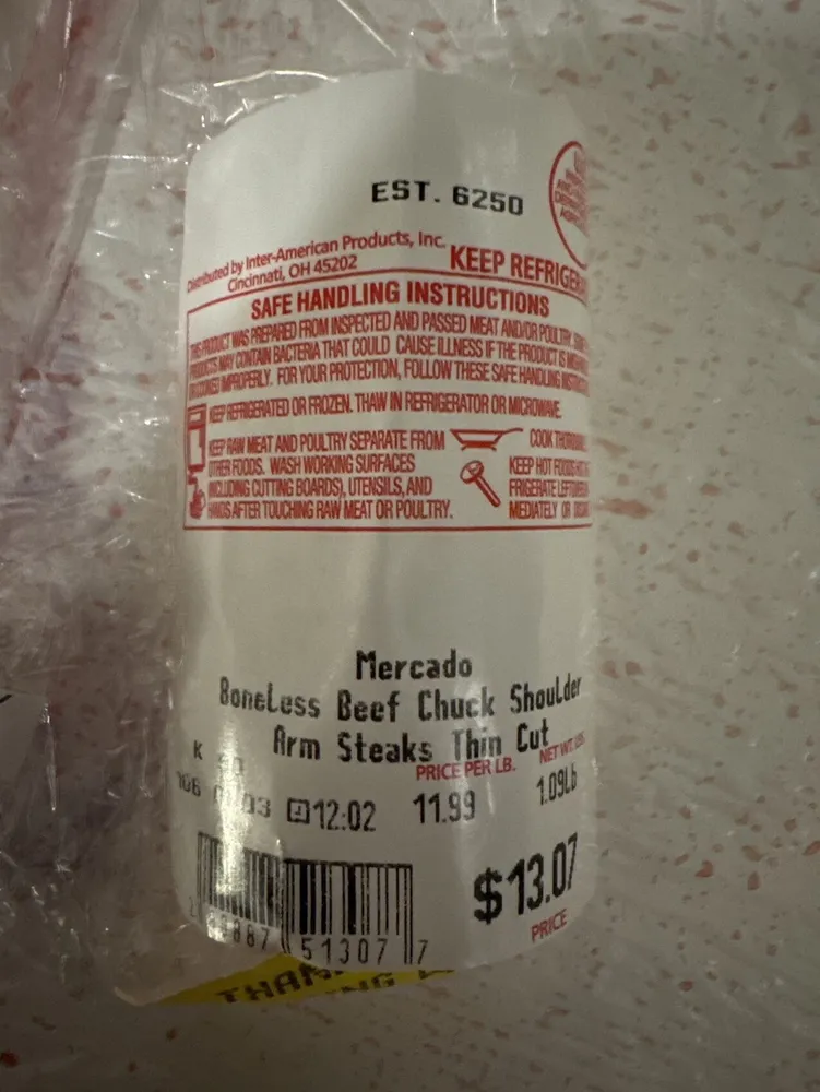 Mercado Boneless Beef Chuck Shoulder Steak Thin Cut