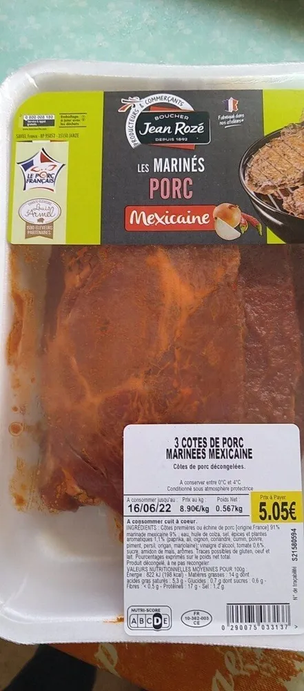 Côtes de porc marinees mexicaines