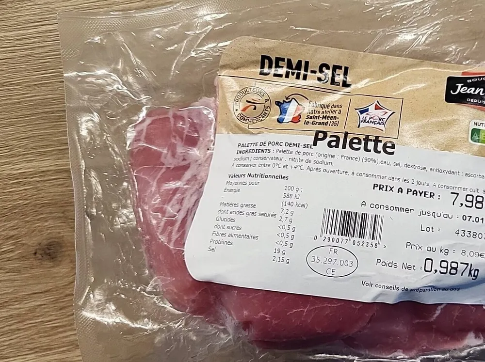 Palette de porc demi-sel