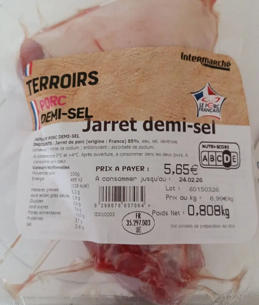 Jarret porc demi sel