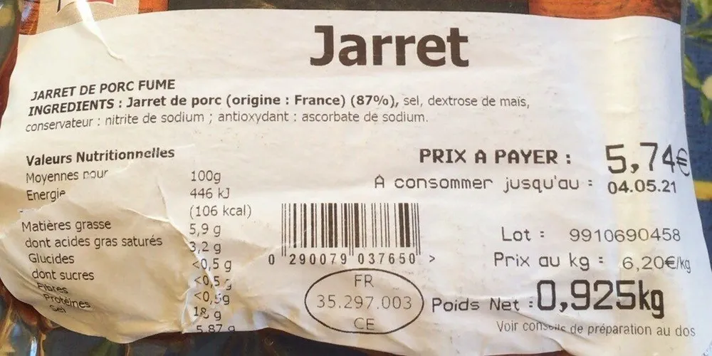 Jarret de porc fumé au bois de hêtre