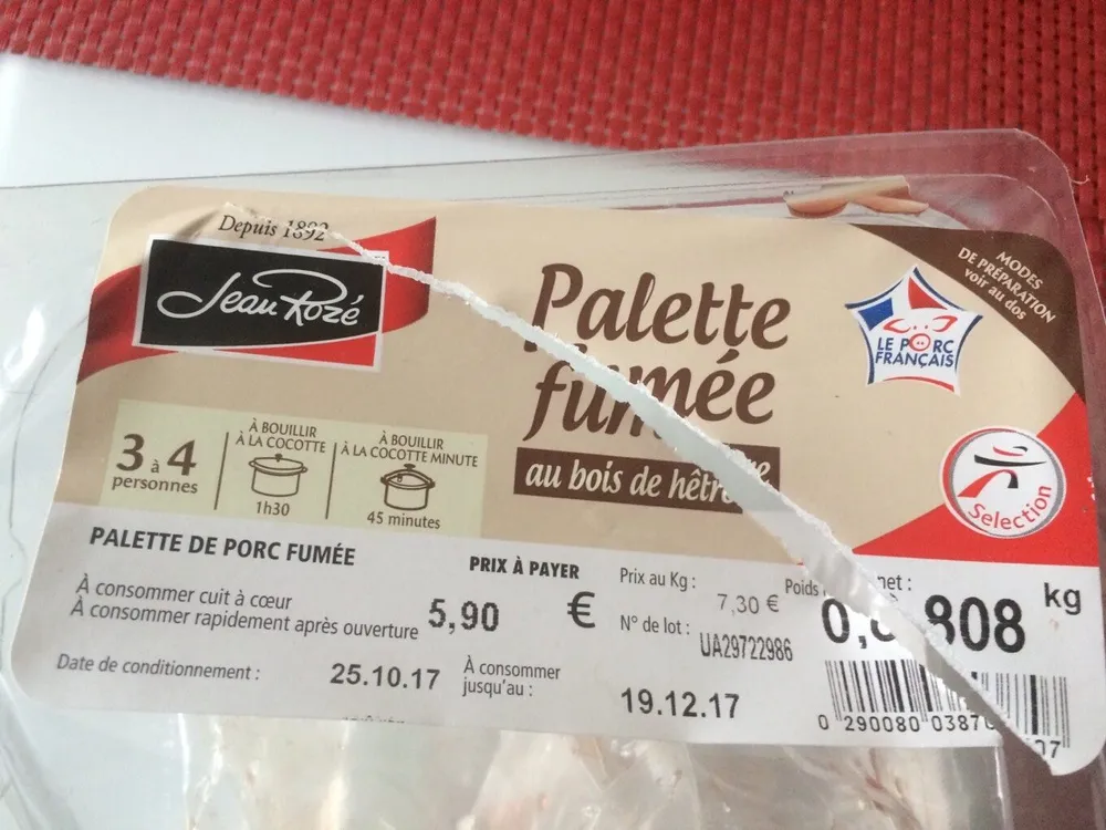 Palette de porc fumee