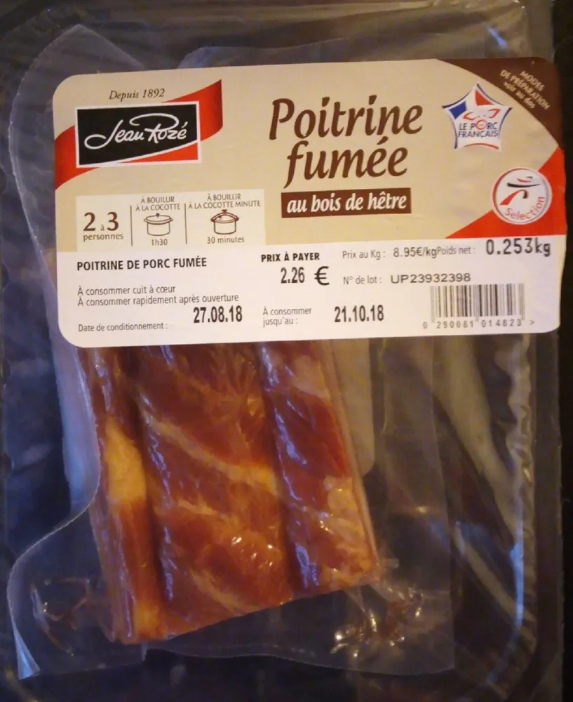 Poitrine fumée au bois de hêtre