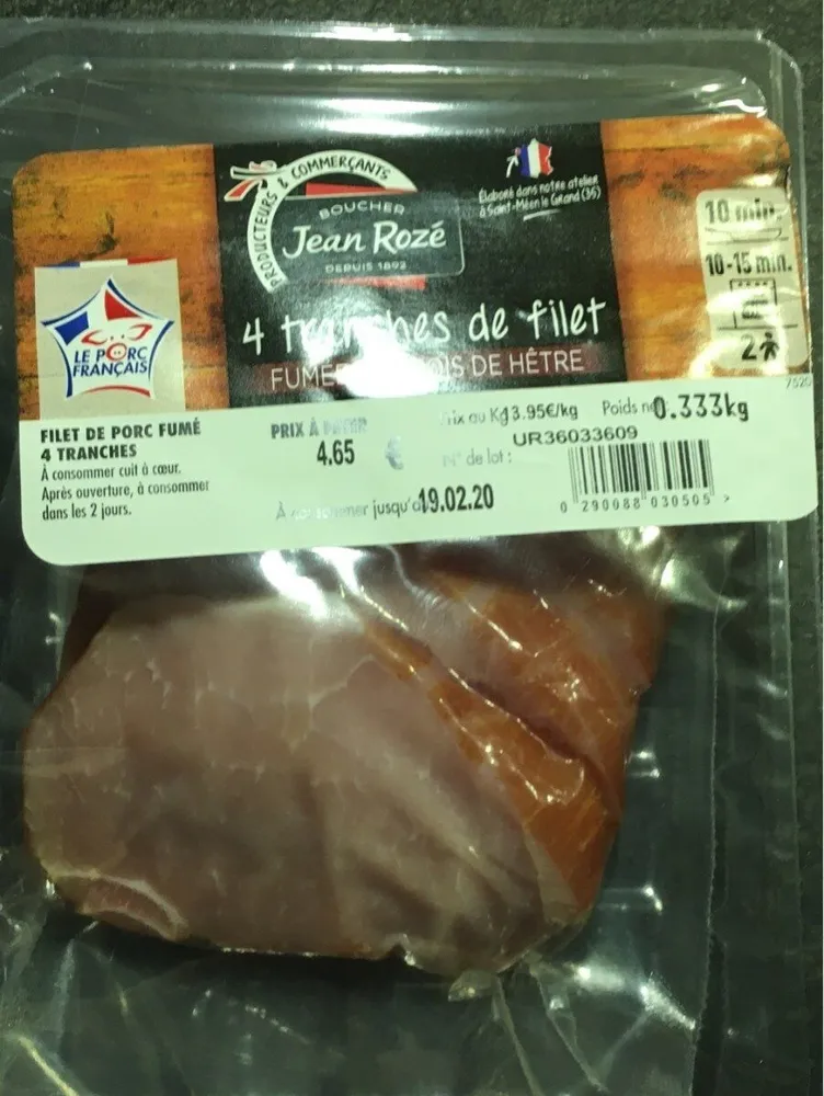 Tranches de filet de porc fumé