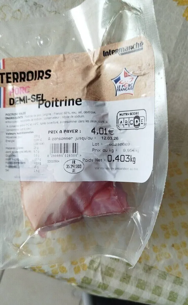 Poitrine demi-sel