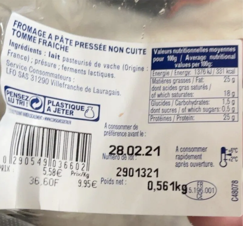 Tome fraiche