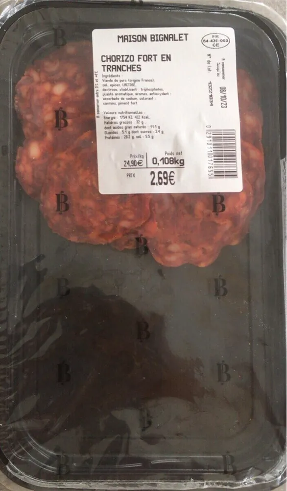 Chorizo fort en tranches