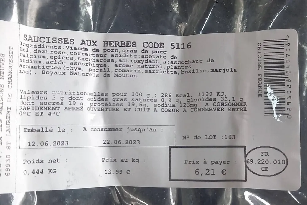 Saucisses aux herbes