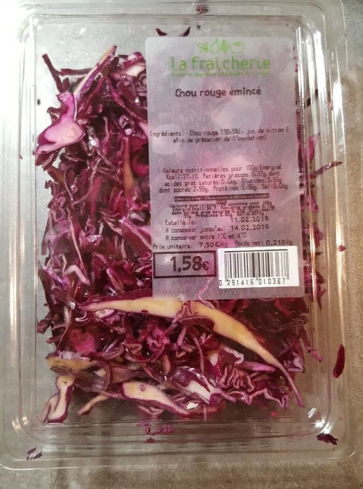 Chou rouge émincé