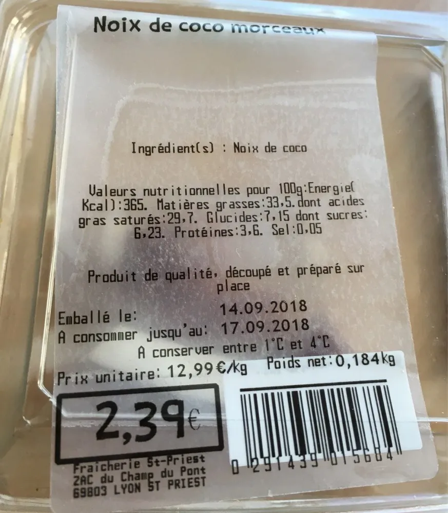 Noix de coco morceaux