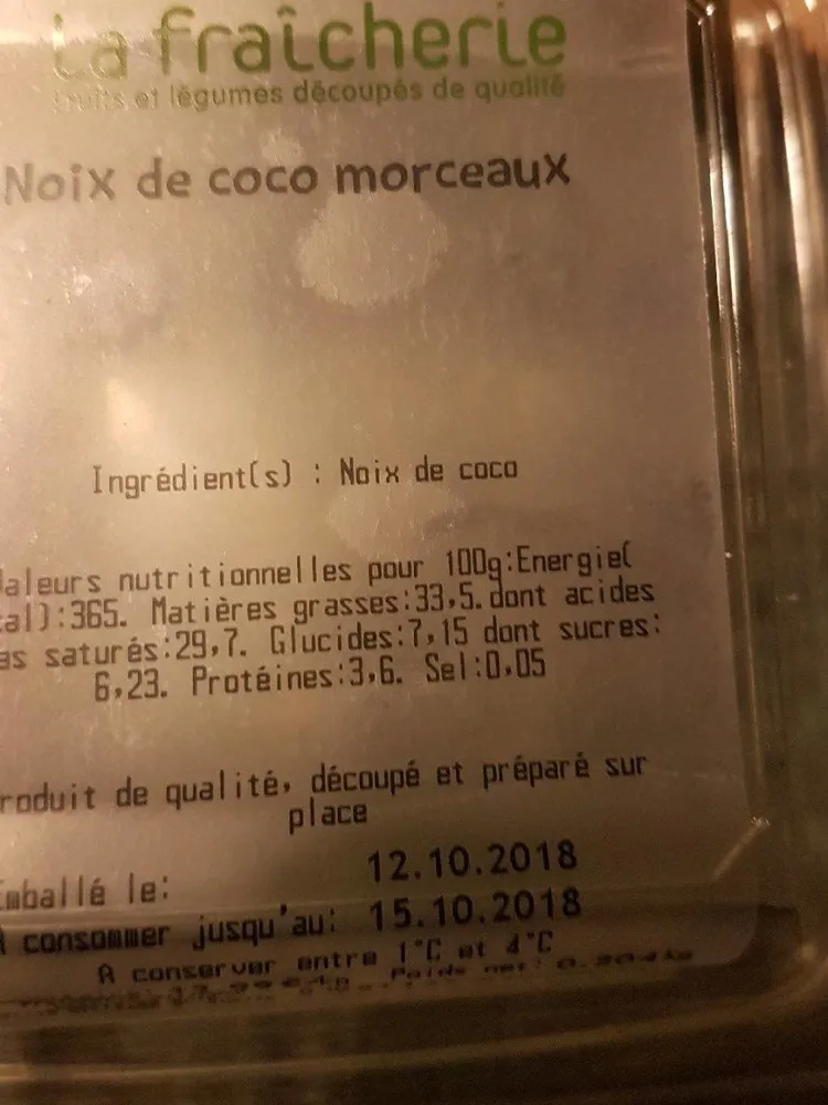 Noix de coco en morceaux