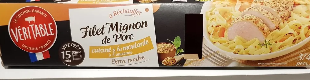 Filet mignon de porc cuit cuisiné à la moutarde à l'ancienne