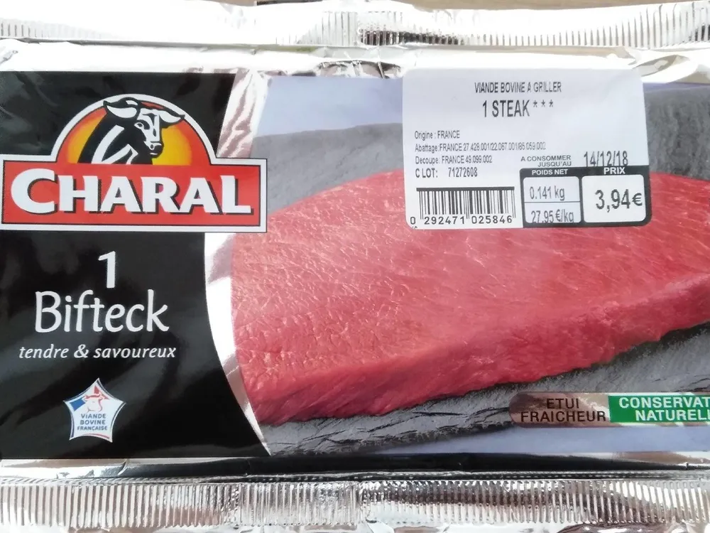 1 Bifteck, viande bovine