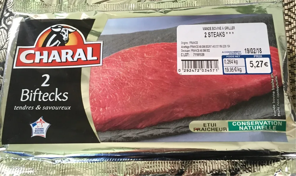 Charal 2 Biftecks tendres & savoureux