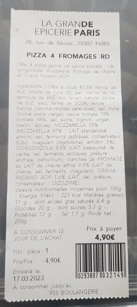 Pizza 4 fromage