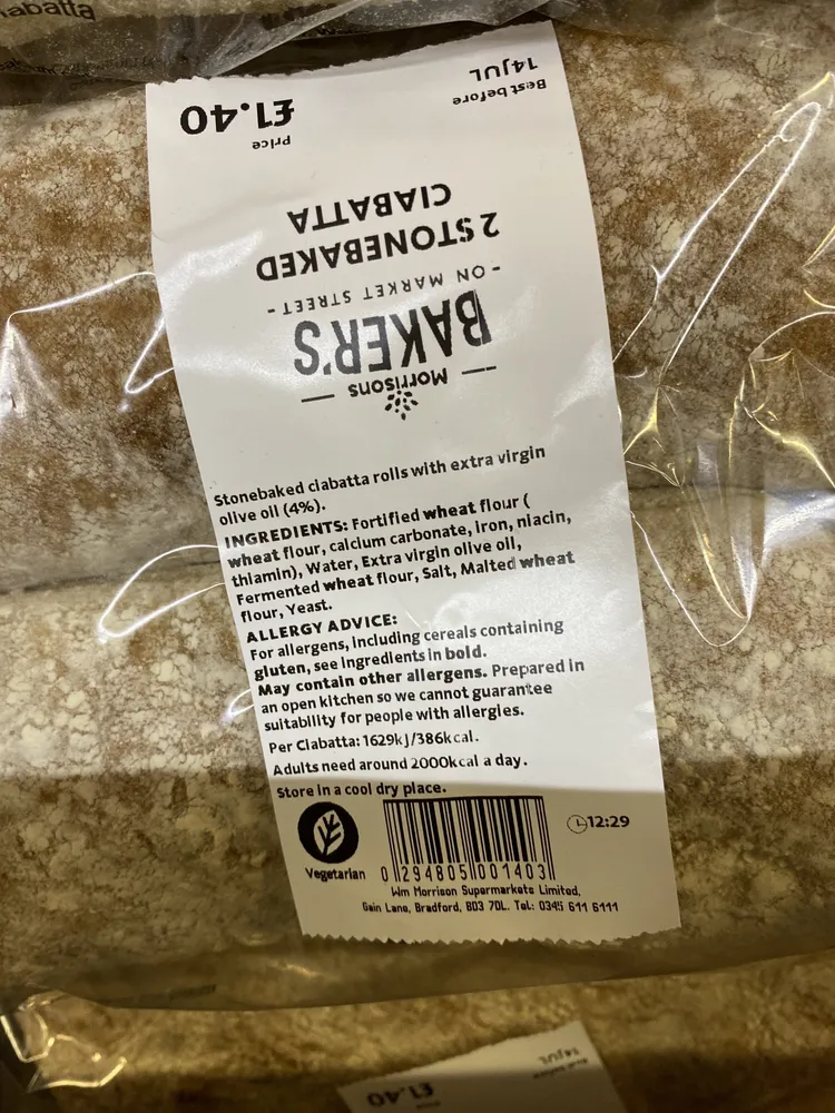Stone baked Ciabatta