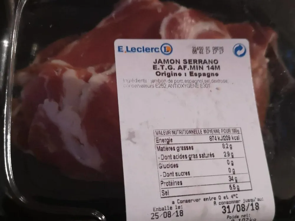 Jambon Serrano  origine Espagne